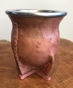 Cuia Uruguaia em Couro Rosa