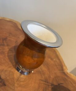 Alternative view of Cuia Tradicional com Pé e Bocal de Inox Vermelha