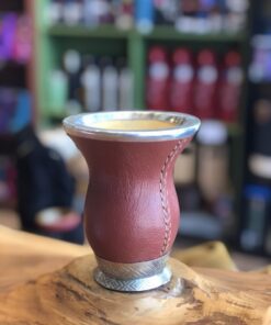 Cuia em Porongo Revestida em Couro Ferrugem