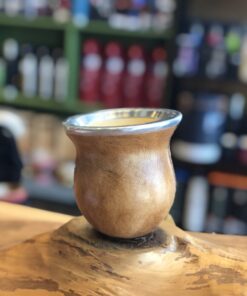 Cuia Bago de Touro em Couro Caramelo com Suporte