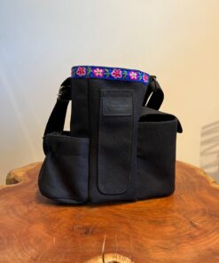 Mateira Galope Lona Preta Faixa Floral Azul