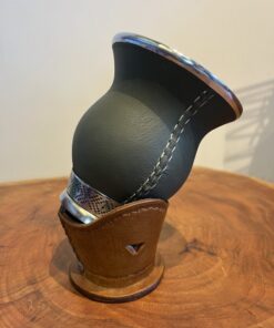 Alternative view of Cuia de Porongo em Couro Verde Militar - Mod2