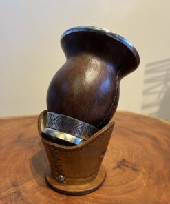 Alternative view of Cuia de Porongo em Couro Café - Pequena