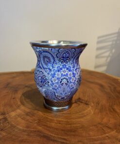 Cuia de Porongo em Couro Estampado - Mandalas