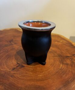 Alternative view of Cuia de Cerâmica em Couro Preto