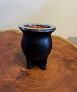 Cuia de Cerâmica em Couro Preto