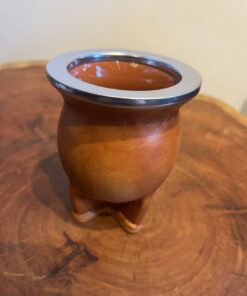 Alternative view of Cuia de Cerâmica em Couro Caramelo - Grande