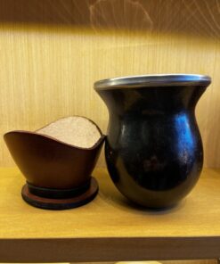 Alternative view of Cuia Bago de Touro Escura com Bocal Cromado e suporte