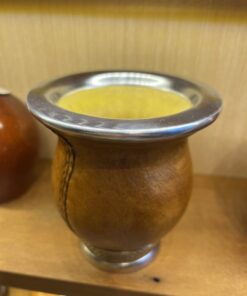 Alternative view of Cuia de Porongo em Couro Caramelo