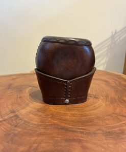 Cuia Gajeta em Couro Café com Suporte