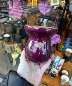 Cuia de madeira – framboesa+ flores