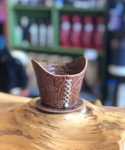 Porta Cuia em Couro Floral